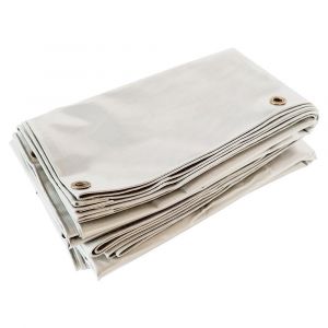 Bache Toiture 5x6 m Blanc Cr&egrave;me - Qualit&eacute; 5 ans TECPLAST - LP506TO - Bache d'&eacute;tanch&eacute;it&eacute; en PVC pour Couvreur et Charpentier