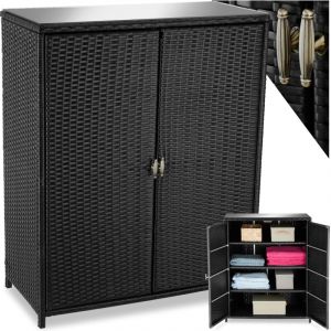 TecTake Armoire de jardin en rotin Monza, cadre en aluminium, 4 compartiments - Armoire de jardin, armoire de jardin résistante aux intempéries, armoire à