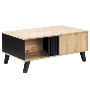 Urban Meuble - Buffet blanc design nervuré 4 portes avec accents dorés 152.5x40.5x80cm