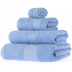 Serviette 100% Coton - Bleu clair - Lot 4 serviettes - Bleu Clair - Homescapes