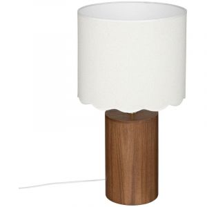 Atmosphera Lampe de table avec abat-jour blanc VANIA, base en bois, Ø 28 cm