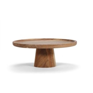 Wadiga Présentoir à gâteau sur pied rond en acacia - 21.5x9.5cm