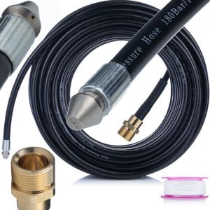 Tubo per pulizia fognature da 15 m con filettatura esterna M22