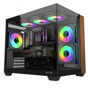 Bo&icirc;tier Abysm Danube Sava Nature 285C Black Micro-ATX ARGB Bois Verre Tremp&eacute;