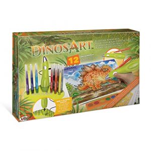 Dinos Art Stylo Vaporisateur &Eacute;lectrique pour des Dessins de Dinosaures + Feutres - Activit&eacute; Manuelle Kit Cr&eacute;atif pour Enfant 7 ans et plus - Activit&eacute; Loisirs Gar&ccedil;on Fille, Coffret Cr&eacute;ation de Dessins