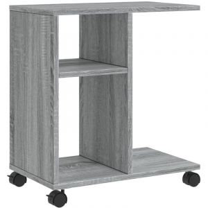 VidaXL Table D'appoint Avec Roues Sonoma Gris Bois D'ing&eacute;nierie