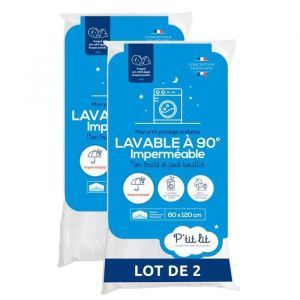 P'tit lit Lot de 2 Proteges matelas Bébé - 70x140 cm - Alese Imperméable et Micro Respirante - Lavable a 90°C - Souple et Silencieux