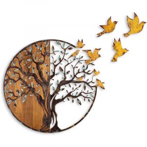 Asir Group Llc - Décoration murale en métal et bois Arbre Modèle 4