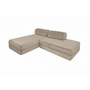 Canapé d'angle convertible 5 places en velours taupe