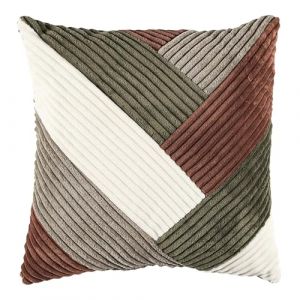 The home deco factory HOME DECO FACTORY, TX0332, Coussin Patchwork Élégant pour Décoration Intérieure, Confort Optimal, Entretien Facile, Polyvalent, Idéal Cadeau - Taille 40x40 cm, Couleurs Marron, Blanc, Vert