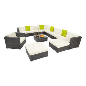 TecTake Canap&eacute; de jardin LAS VEGAS modulable 10 places - gris