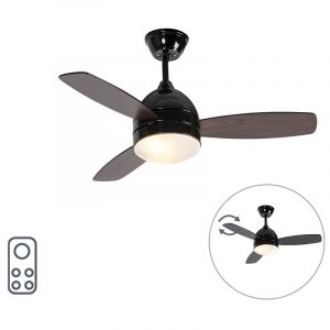 Qazqa Ventilateur de plafond noir avec télécommande - Rotar Moderne Luminaire interieur Rond