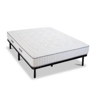 Image de OLYMPE LITERIE Ensemble CRISTAL 140x200 cm Matelas Mémoire de forme + Sommier Métal Ferme