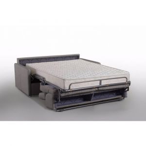 Image de Inside75 Canapé lit MONTMARTRE en microfibre taupe convertible express couchage 140cm matelas 18cm sommier lattes RENATONISI