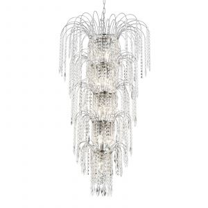 Searchlight Suspension 13 ampoules Waterfall, en chrome et cristal