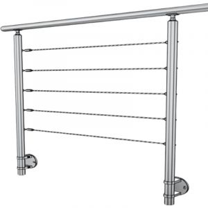Image de Metalenstock - Garde corps inox 304 en kit &agrave; 5 c&acirc;bles &agrave; l'anglaise longueur 11 m
