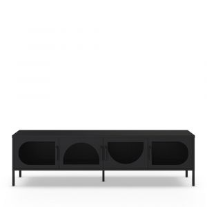 DRAWER Meuble tv 4 portes en métal L180cm - Noir - Zio