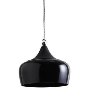 Image de Aubry Gaspard Lampe suspension en m&eacute;tal laqu&eacute; et bois ivoire - Ivoire