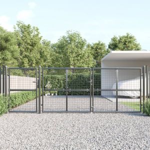 VidaXL Portal de jardin maille anthracite 400x175 cm acier galvanisé