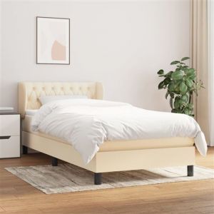 VidaXL Lit à sommier tapissier avec matelas Crème 100x200 cm Tissu - Modèle 3126466