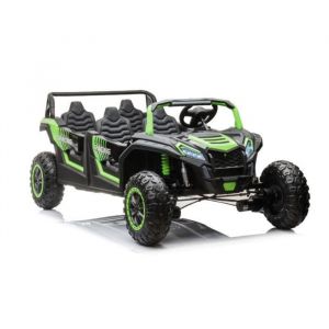 Buggy électrique pour enfants A033, 24 Volt, 4 Siège(s), Batterie: 2x24v10ah, Siège en similicuir, Roues en caoutchouc EVA, Vert