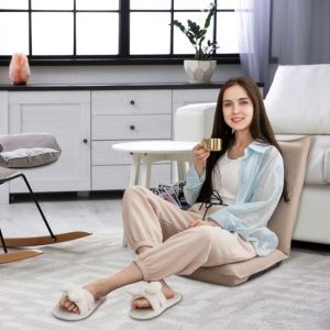 Chaise de sol avec dossier réglable à 6 niveaux Chaise de jeu rembourrée Chaise de sol Chaise de méditation Cadre métallique robuste Rembourrage épais