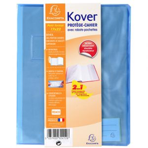 Exacompta 32410E - Protège-cahier KOVER, format 17x22, PVC double épaisseur, incolore