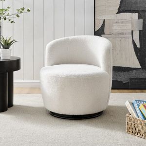 M&S Fauteuil pivotant en tissu bouclette blanc - sherpa