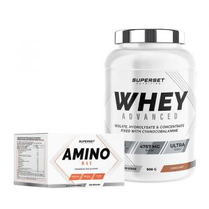 Superset Nutrition Programme prise de muscle sec debutant 100 whey proteine advanced 900g choco nut amino max
