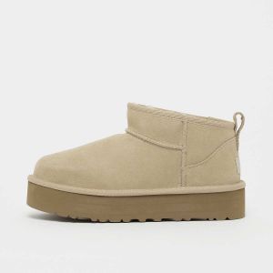 UGG Classic Ultra Mini Platform Leather Ankle Boots Beige