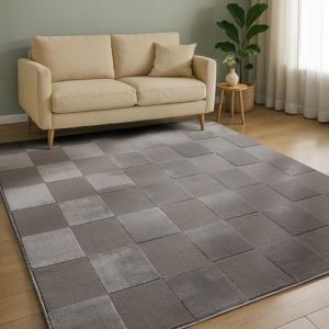 Benuta Basic Tapis Salon Claire - Gris 160x230 cm - Minimaliste g&eacute;om&eacute;trique r&eacute;tro - Facile Entretien - Compatible Chauffage - pour Chambre, Bureau, Couloir, Bebe