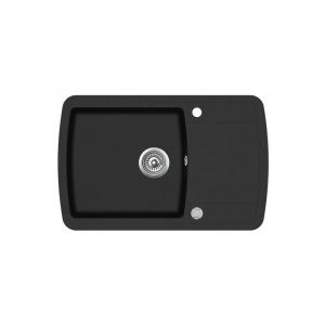 Aquasanita Evier granit noir LIRA 1 bac - 1 petit égouttoir Noir