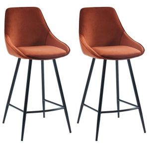 Image de Lot de 2 tabourets de bar Velours Terracotta MASURIE