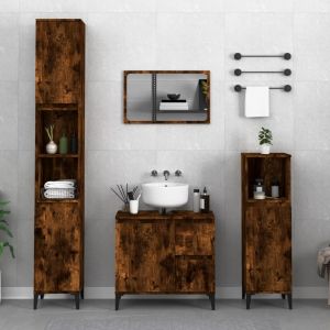 VidaXL Ensemble d'armoires de salle de bain 3 pcs chêne fumé 3185548