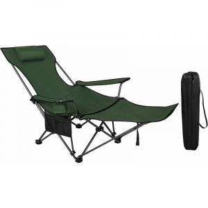 Woltu - Chaise de Camping Pliante.Chaise Longue avec Repose-Pied et Appui-tête Amovible. Fauteuil de Pêche Chaise de Plage. Sac de Transport. pour