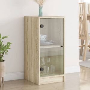 VidaXL Armoire Latérale Avec Portes En Verre Chêne Sonoma 35x37x75,5cm