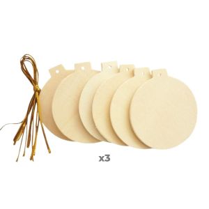 Graine Créative 18 boules de Noël en bois plates à suspendre 6 cm