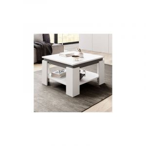 M&S Table basse carrée 68x41,5x68 cm décor blanc et gris - small