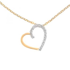 Le diamantaire Pendentif Or Jaune et Diamants 0.05 carats COEUR PRECIEUX + chaine vermeil offerte