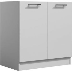 Lila - Meuble De Cuisine Bas 80 Cm 2 Portes Blanc Mate - Blanc