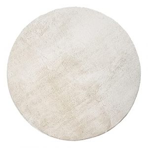 Image de Paco Home - Tapis Rond Salon Tapis Poil Ras Moderne Moelleux Lavable Monochrome 120 cm rond, Crème