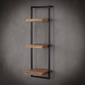 M&S Etagère murale 30x25x100 cm en acacia massif et métal - ALONG