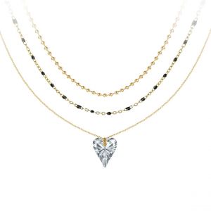 Collier coeur par So Charm orn&eacute;e de cristaux Swarovski BS007-SN054-DORE-CRYS+B2385-DORE+B2394-NOIR