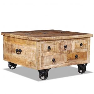 VidaXL Table basse Bois de manguier brut 70 x 70 x 40 cm