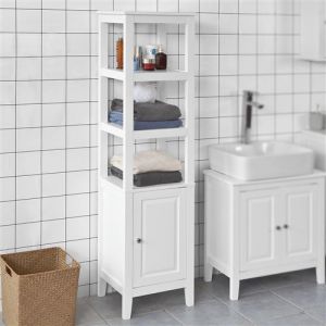 Image de Sobuy FRG205-W Meuble Colonne de Salle de Bain Armoire Toilette haute ? Blanc