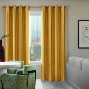 Homemaison Paire de rideaux occultants à motifs géométriques Jaune moutarde 140x260 cm - Jaune moutarde