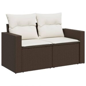Image de VidaXL Canapé de Jardin avec Coussins 2 Places, Siège avec Dossier, Meuble de Patio Arrière-cour Terrasse Extérieur, Marron 366209