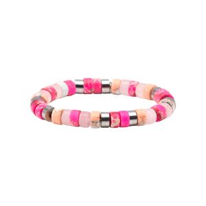 Bracelet Perles Heishi Jaspe Pourpre Et Rose Impérial