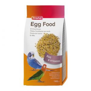Beaphar Pâtée fortifiante aux œufs pour Perruche et Perroquet – Contient des vitamines, des minéraux et des Oligo-éléments – Idéal pour la Reproduction, la Croissance et la mue – 1kg