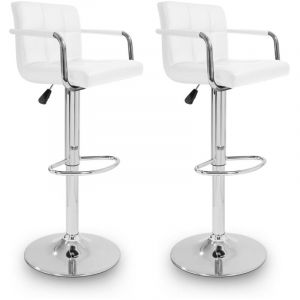 Aga 2x Tabouret de bar avec accoudoirs Blanc